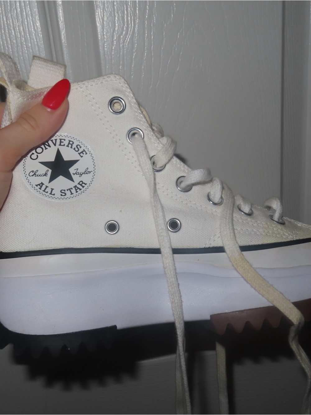Converse High Top Platform Sneakers in Off-White